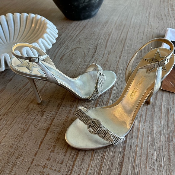 Jimmy Choo Tabatha 39 silver sling back heels GUC - Picture 3 of 15